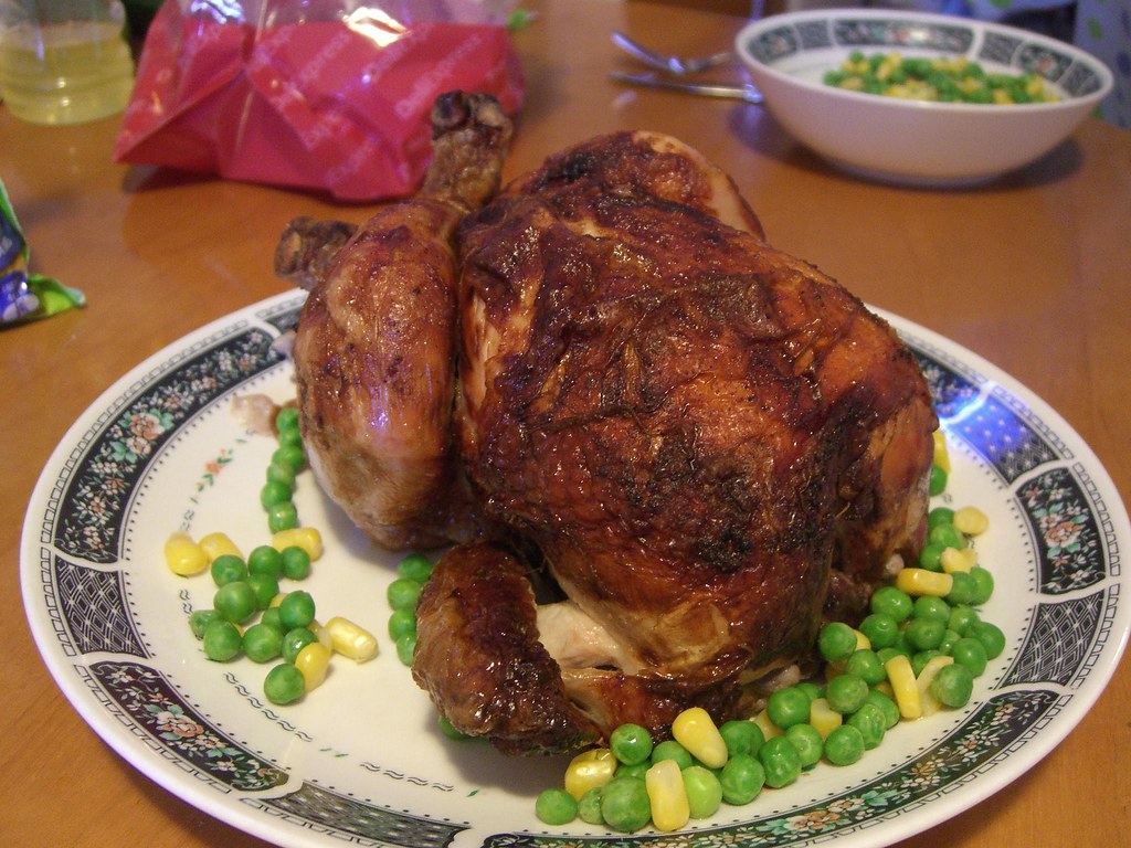 Roast Chicken with Stuffing and Green Beans